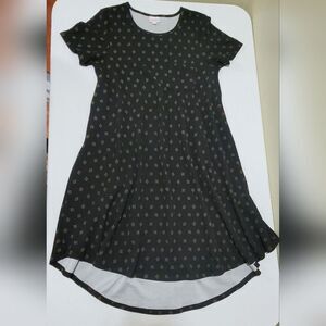 Lularoe Size XS Carly Black Gold Patterned High Low Swing Dress